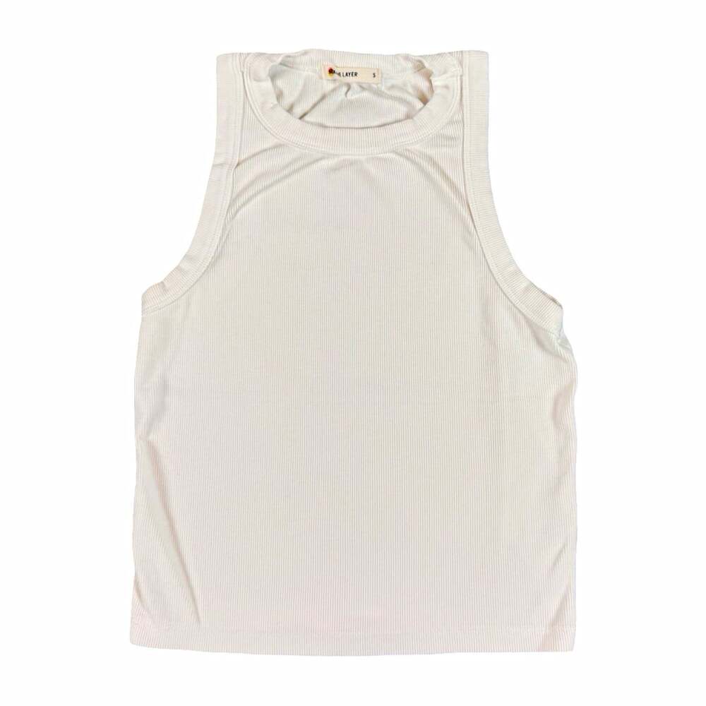 Women’s Marine Layer White Ribbed Knit Stretch Sleeveless Tank Top Size S